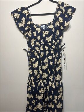 Time and Tru Navy Blue Floral Maxi Dress